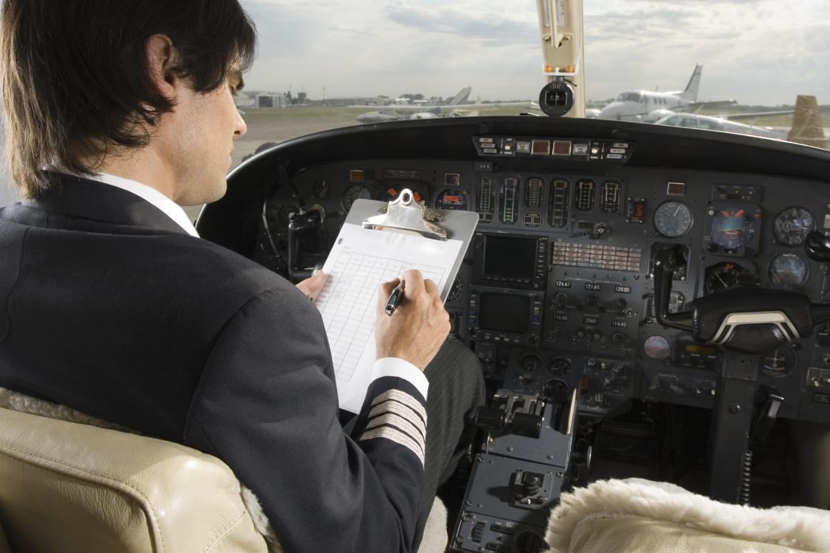 Pilot reviewing the document